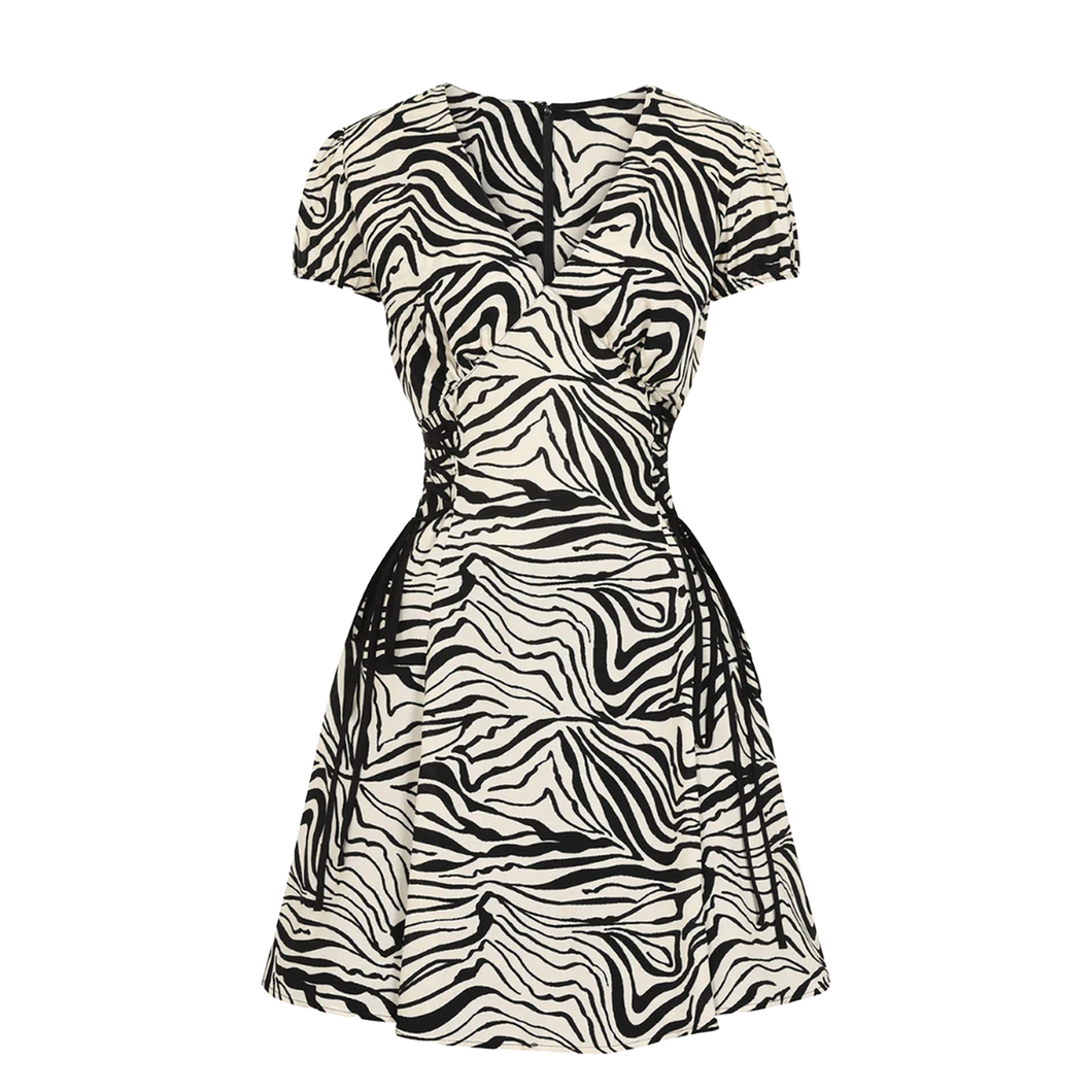 HELL BUNNY Zebra Mini Dress - Ivory