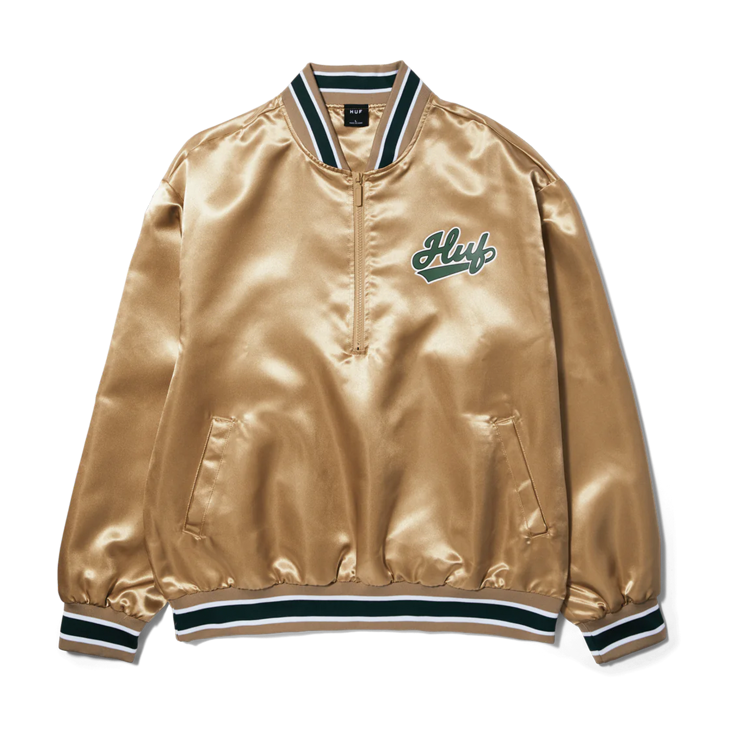 HUF Pop Fly Satin Baseball Jacket/ Tan