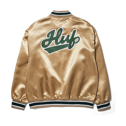 HUF Pop Fly Satin Baseball Jacket/ Tan