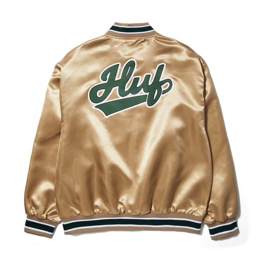 HUF Pop Fly Satin Baseball Jacket/ Tan