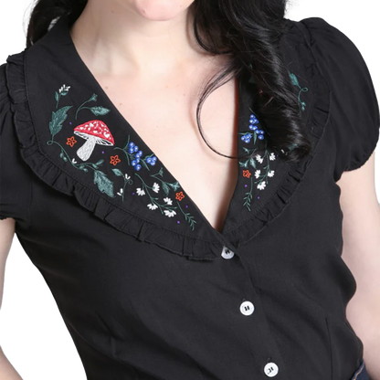 HELL BUNNY Natura Blouse - Black