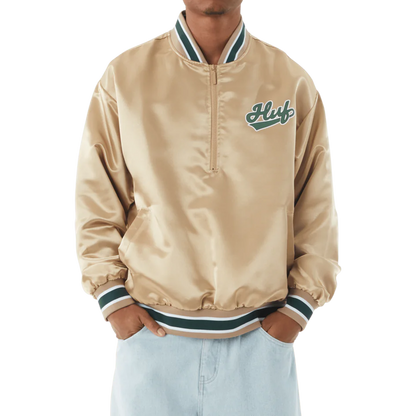 HUF Pop Fly Satin Baseball Jacket/ Tan
