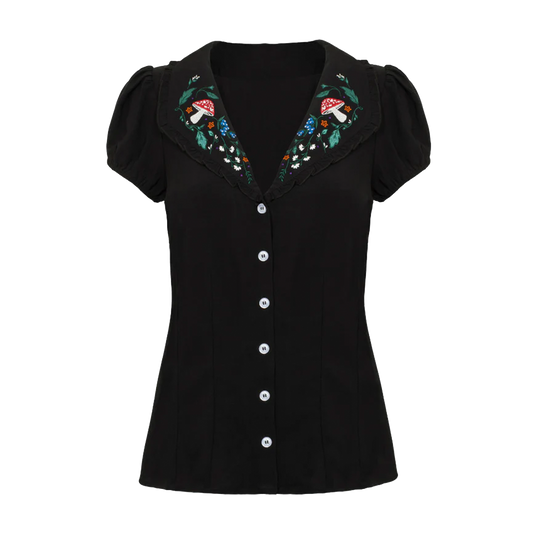 HELL BUNNY Natura Blouse - Black