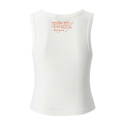 ED HARDY Vest Death Before Ribbed Cropped - White