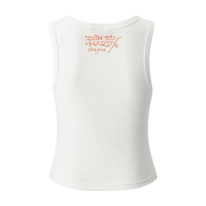 ED HARDY Vest Death Before Ribbed Cropped - White