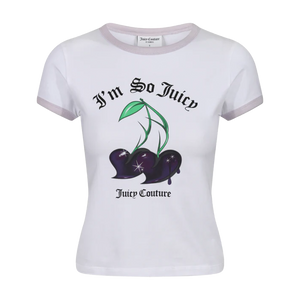 JUICY COUTURE CHERRY TEE FITTED TEE WITH CHERRY GRAPHIC