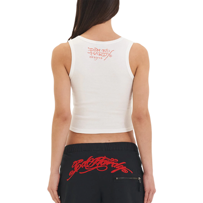 ED HARDY Vest Death Before Ribbed Cropped - White