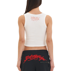 ED HARDY Vest Death Before Ribbed Cropped - White