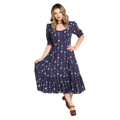 HELL BUNNY Asta Maxi Dress - Blue