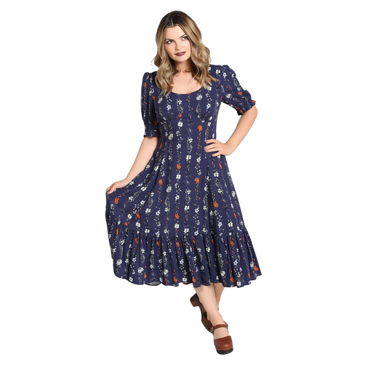 HELL BUNNY Asta Maxi Dress - Blue