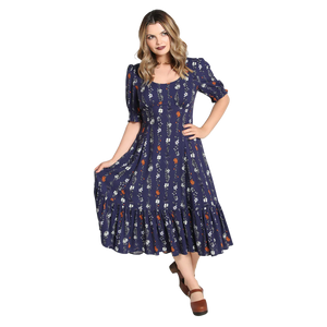 HELL BUNNY Asta Maxi Dress - Blue