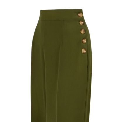 HELL BUNNY Ginger Swing Trousers - Dark Green
