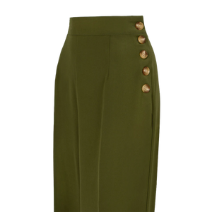 HELL BUNNY Ginger Swing Trousers - Dark Green