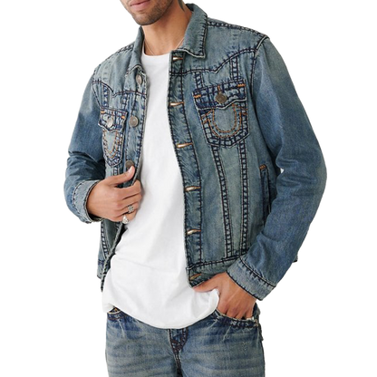 TRUE RELIGION SUPER T JIMMY JACKET MINER MEDIUM WASH