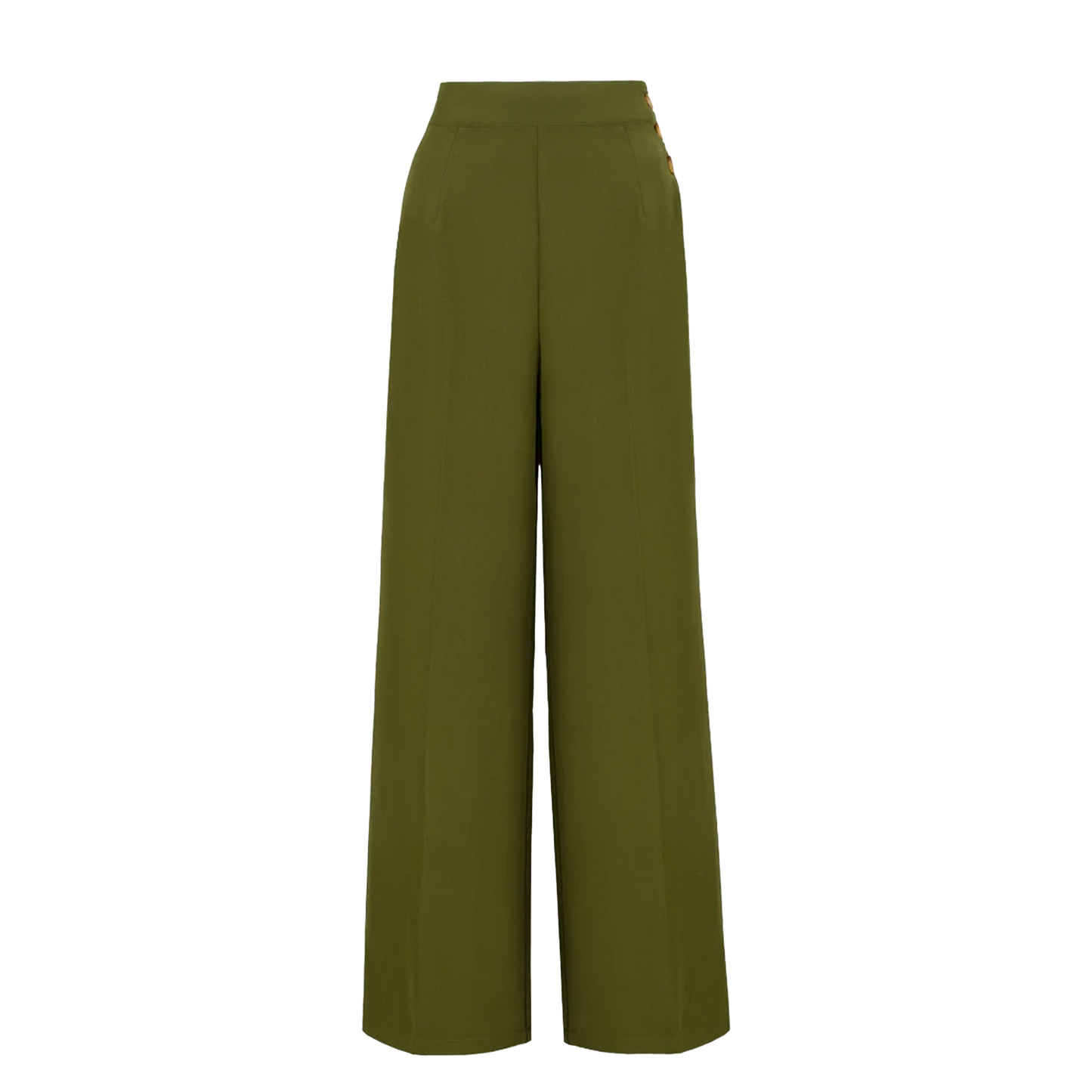 HELL BUNNY Ginger Swing Trousers - Dark Green