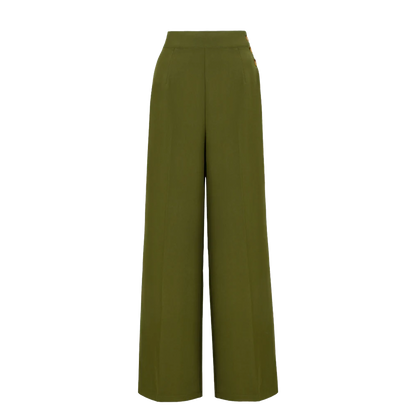 HELL BUNNY Ginger Swing Trousers - Dark Green