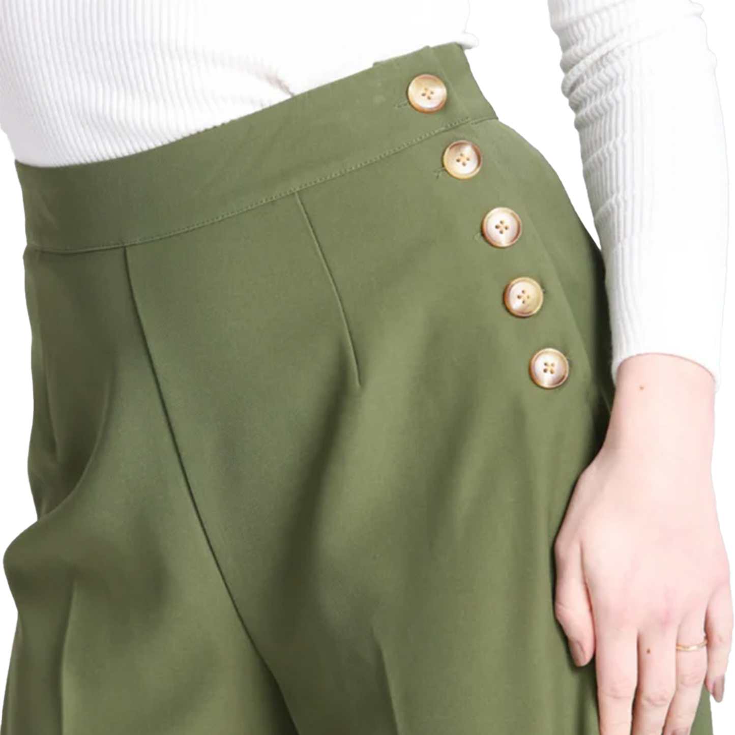 HELL BUNNY Ginger Swing Trousers - Dark Green