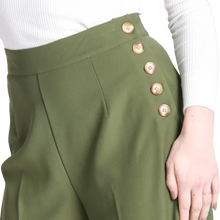 HELL BUNNY Ginger Swing Trousers - Dark Green