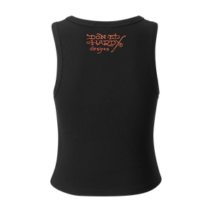 ED HARDY Vest Death Before Ribbed Cropped - Black