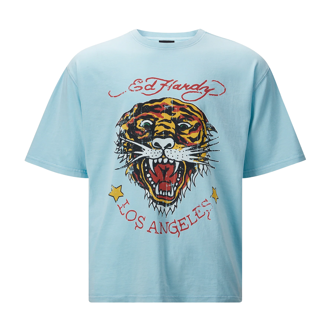 Ed Hardy LA Tiger Vintage T shirt Blue