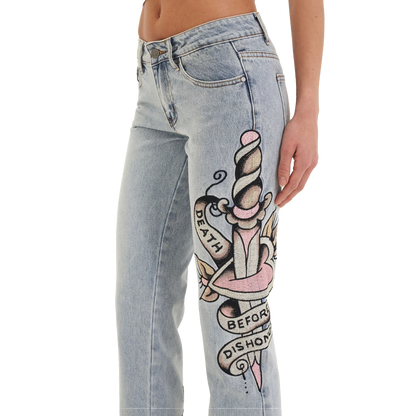 ED HARDY  Straight Denim Jeans Death & Dishonor