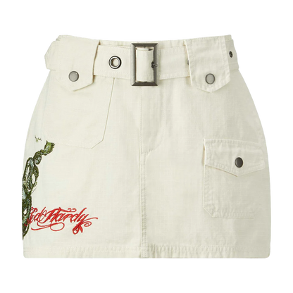 ED HARDY Twisted Dragon Cargo Mini Skirt