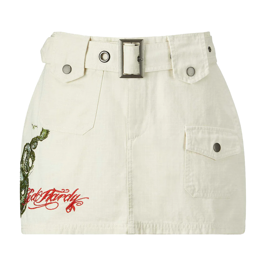 ED HARDY Twisted Dragon Cargo Mini Skirt