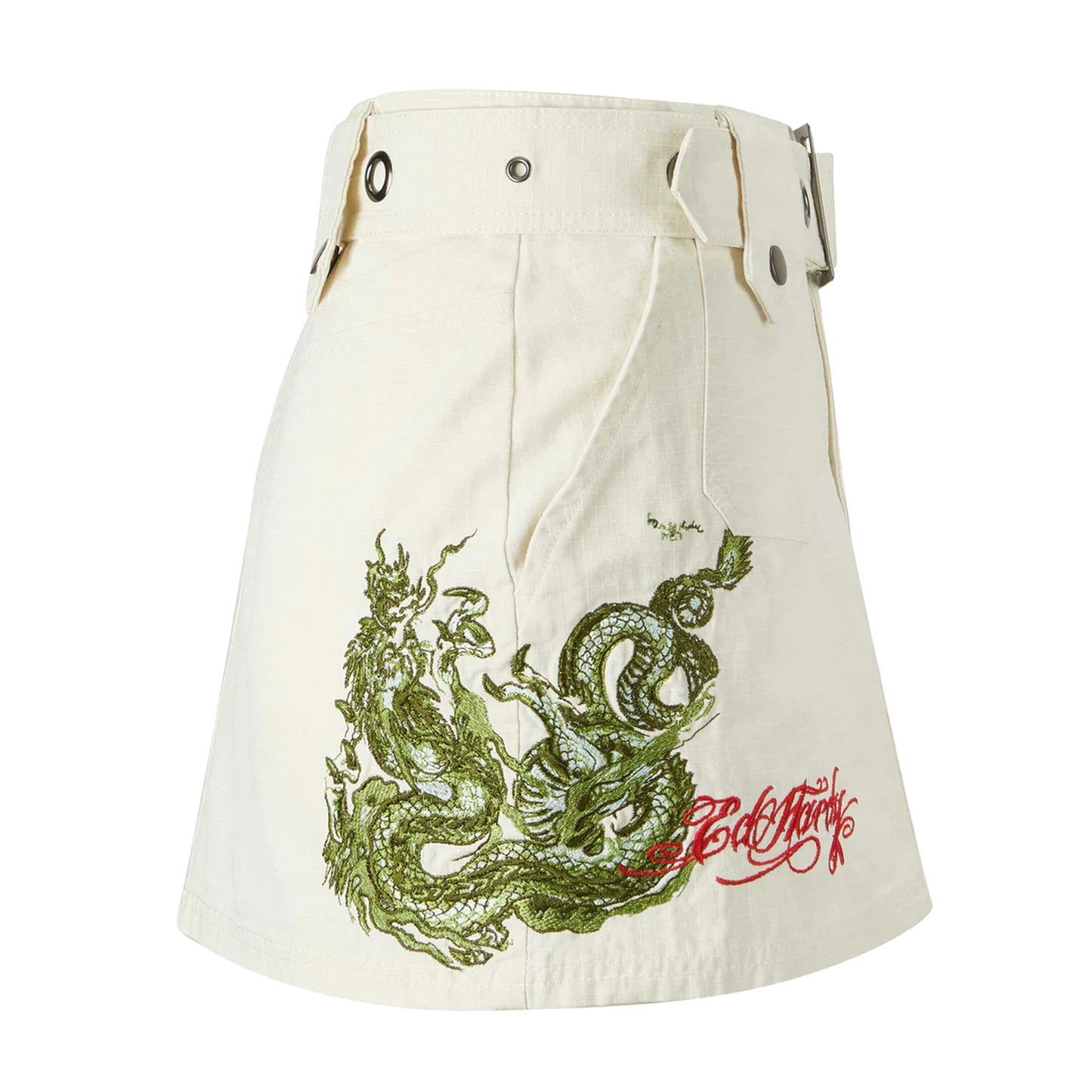 ED HARDY Twisted Dragon Cargo Mini Skirt