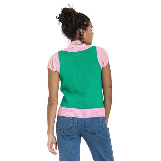 HELL BUNNY Kitsch Daisy Vest - Green