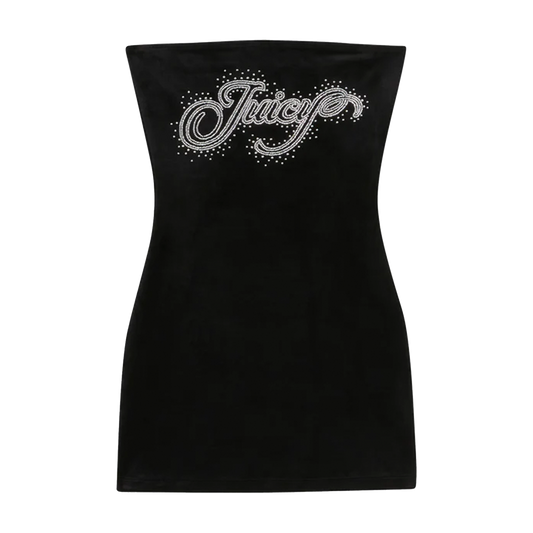 JUICY COUTURE Mini Dress Anderson Velour Black