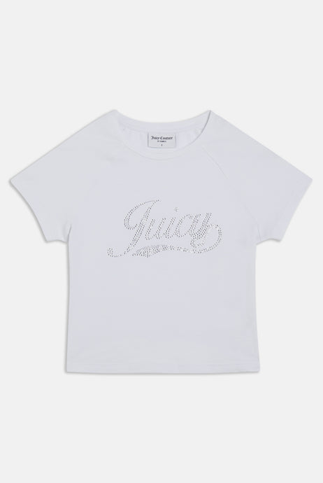 JUICY COUTURE Jersey Shrunken T-Shirt Swirl - White
