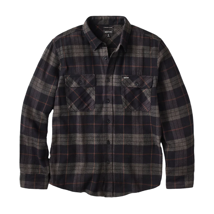 BRIXTON BOWERY L/S FLANNEL - BLACK/CHARCOAL