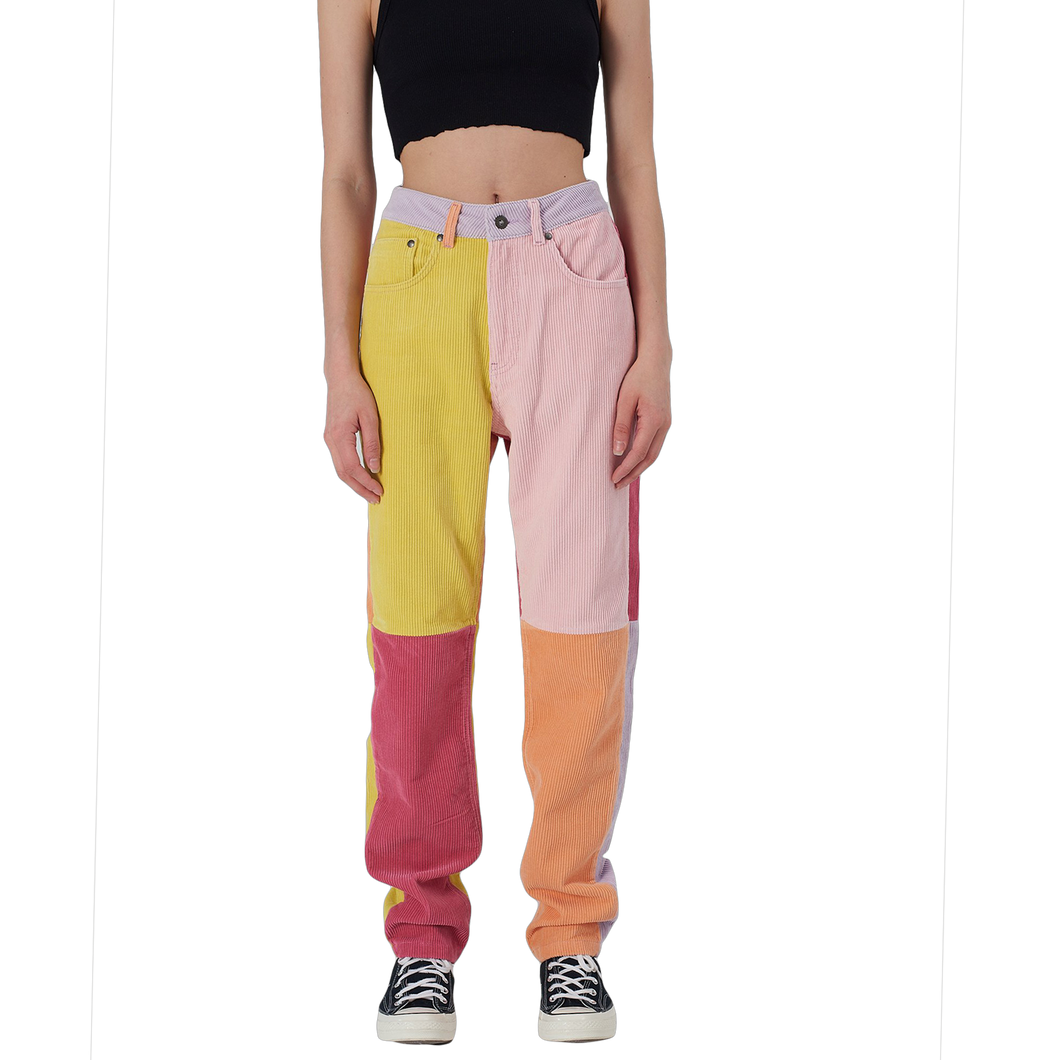 THE RAGGED PRIEST Zone Mum Cords Jeans Panelled  Multi