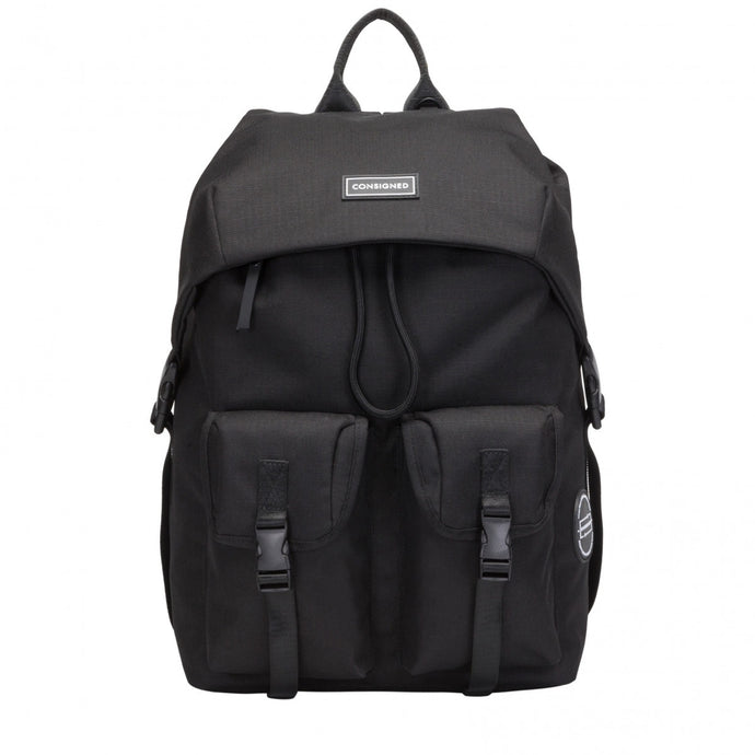 CONSIGNED Bag Orrice Flap Over Backpack Black