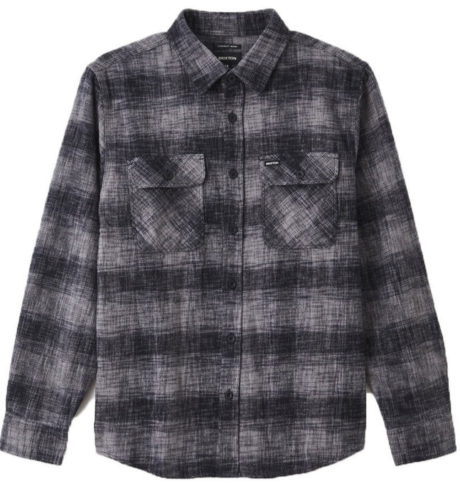 BRIXTON Shirt L/S Bowery Reserve Flannel Black/Grey Mix - Circle Collective 