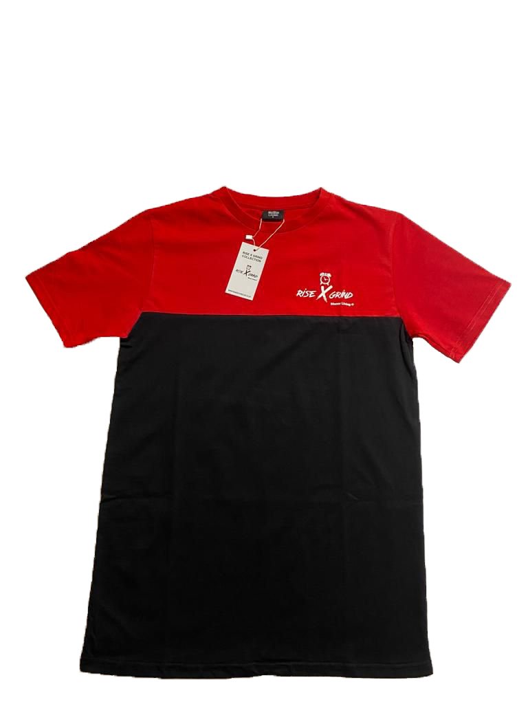 Rise and Grind Red / Black Colour Block T-Shirt